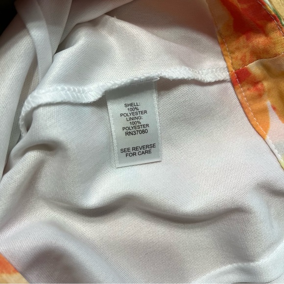 Cato High Low Orange and White Floral Flowy Midi to Long Skirt Women Size 12 - Picture 6 of 7